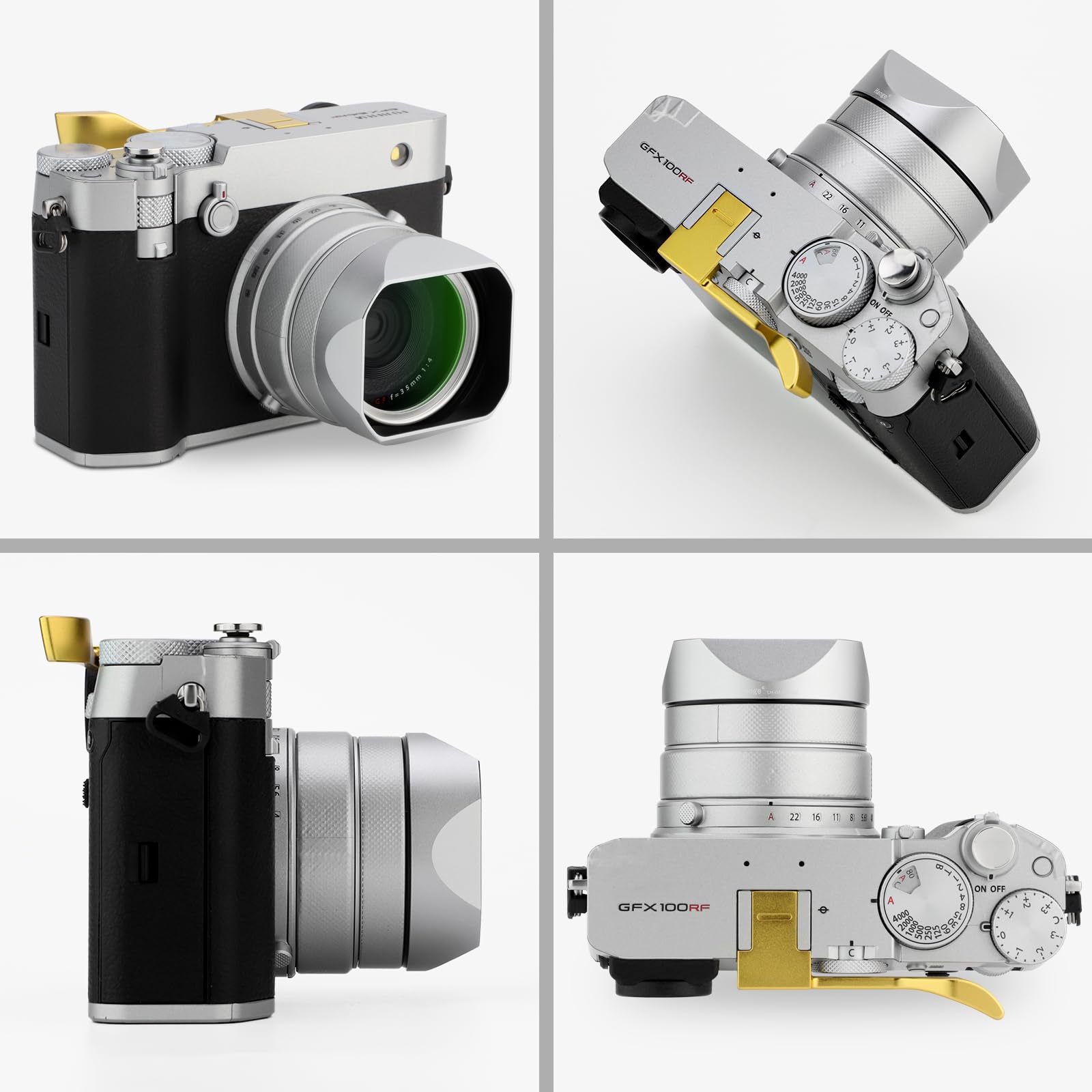 Haoge Metalowa kwadratowa osłona obiektywu do aparatu Fujifilm GFX100RF LH-GFXRF-IIS+Cap-GFXRF-IIS srebrny bagnet z metalową nasadką