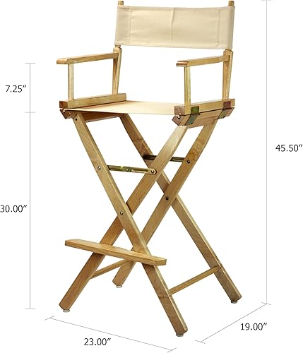 Miniatura 2 de Casual Home - Silla de director de 30.0 in, marco natural, con lienzo color trigo, altura de barra