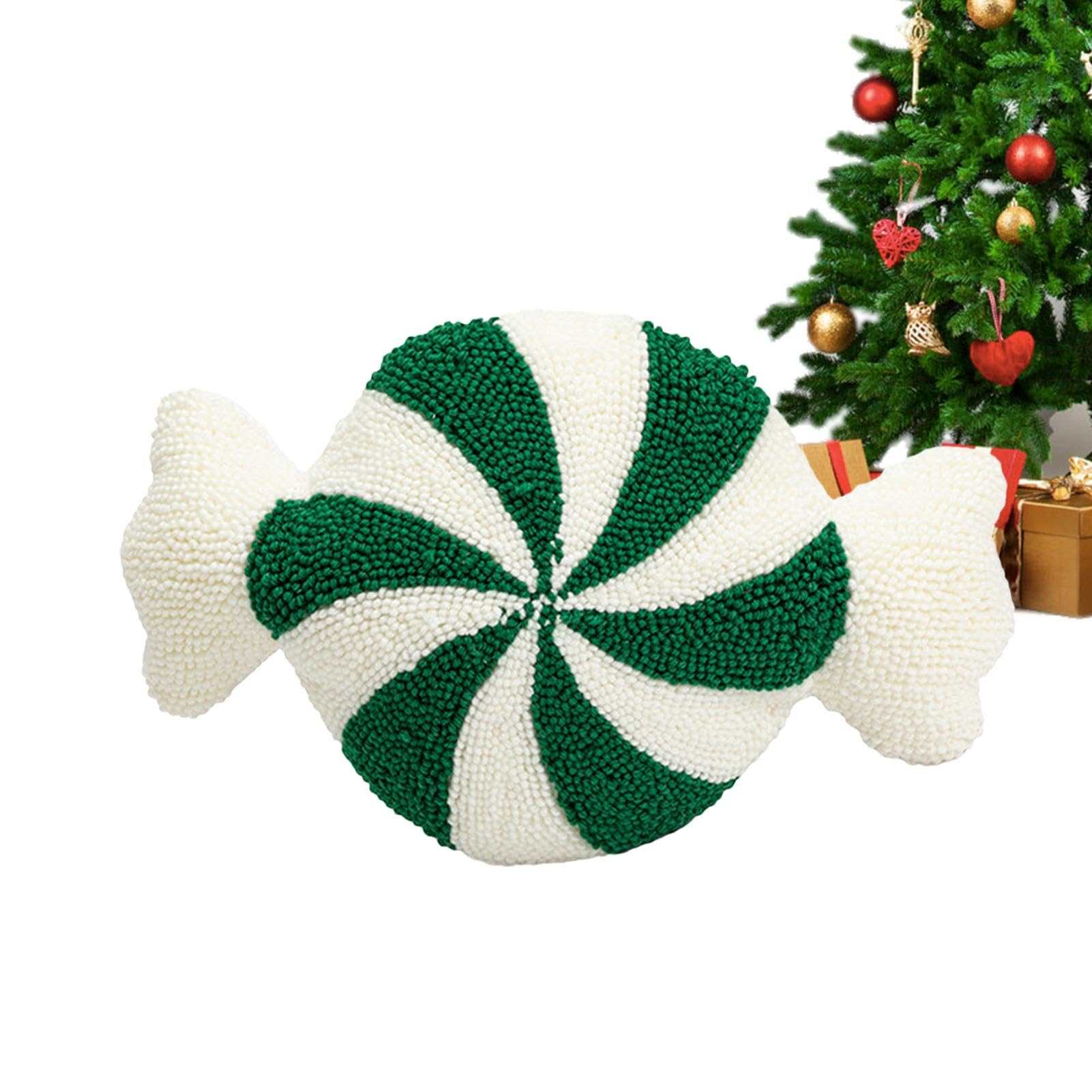Coussin de Noël canne à sucre en peluche pour décoration de canapé salon