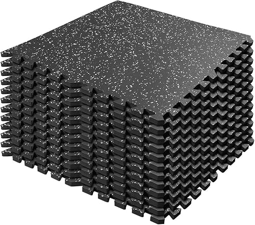 Venbytech for 0.56In Thick 48 Sq Ft Gym Flooring for Home Gym, 12 Tiles Workout Exercise Equip