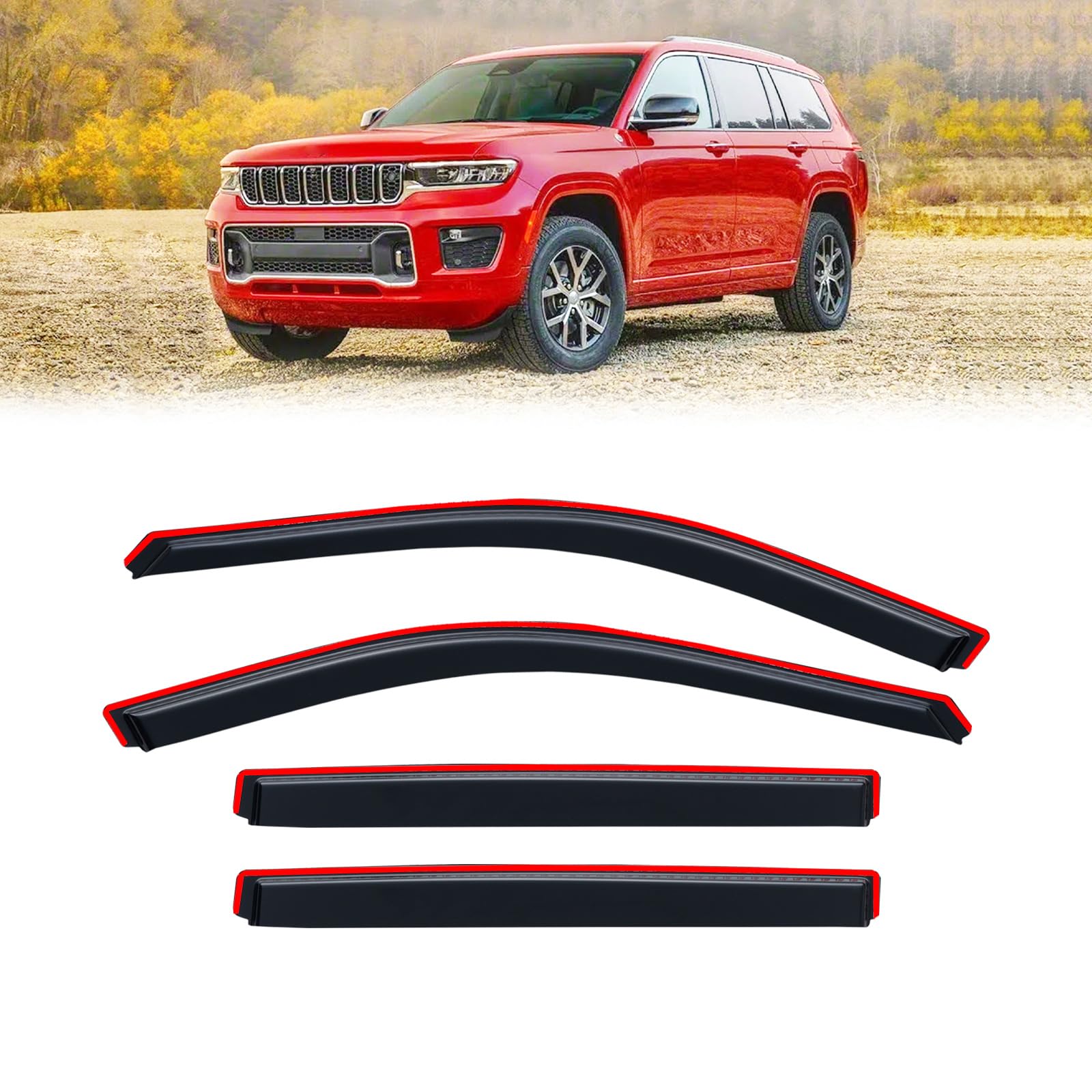 Photo 1 of in-Channel Rain Guards for Chevy Bolt EV 2017-2023, Window Visor Shields Vent Deflector Shade Wind Dark Smoke 2018 2019 2020 2021 2022 17 18 19 20 21 22 23, Tape-On Inside-Mount, 4PCS