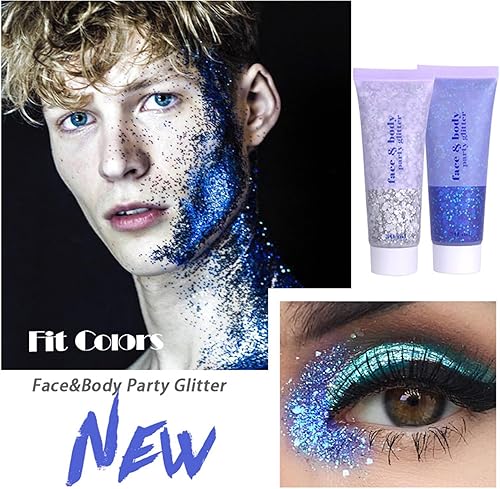 Miniatura 5 de AKARY Gel con purpurina blanca para la cara, gel de escamas de sirena, gel holográfico con purpurina gruesa para cuerpo, cabello, cara, uñas, sombra