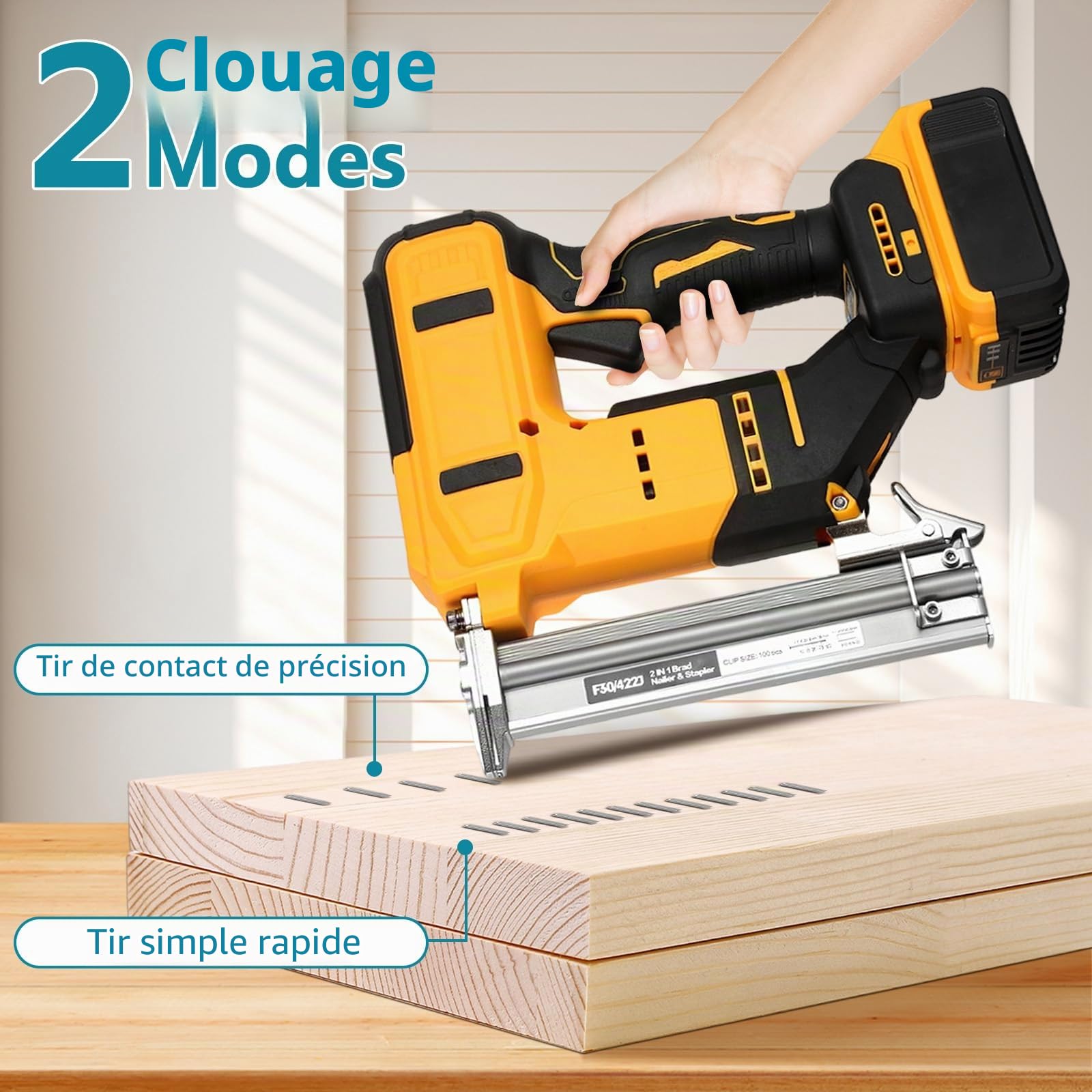 Cloueuse Sans Fil Pour Dewalt 20 V, 18ga 2 En 1 Sans Balais Pistolet à Clouer électrique, Agrafeuse Avec 1000 Clous Et 1000 Agrafes Pour Le Travail Du Bois Pour Travaux Du Bois (Sans Batterie)
