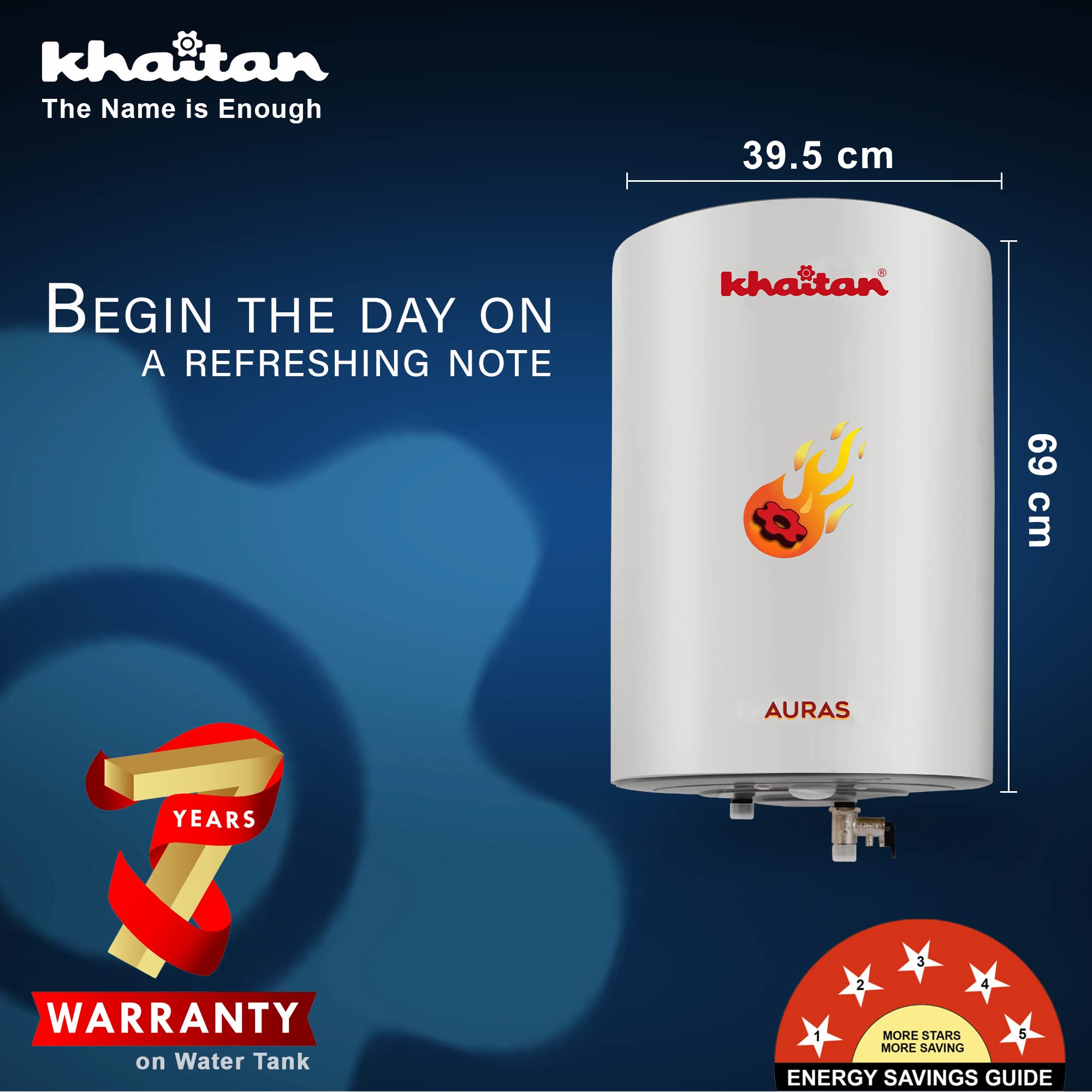 Buy Khaitan Aurus 5 Star Rated Storage Water Heater (Geyser) with Advanced  Safety Features (Wall Mounting, White) (25 Ltr) Online at Low Prices in  India - Amazon.in