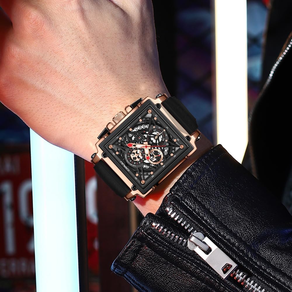 CRRJU Fashion Men's Wrist Watch,Luxury Chronograph Waterproof Date Dress Watch for Men with Silicone Rubber Strap - Image 3