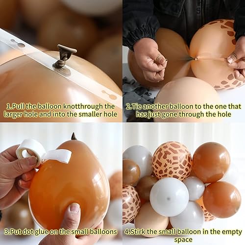Miniatura 5 de Kit de arco de guirnalda de 137 globos marrones, globos nude de doble relleno, marrón, marrón, macarrón, gris, jirafa, globos para decoración de