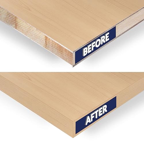 Miniatura 5 de Cinta adhesiva de chapa de abedul de 34 pulgadas x 25 pies para bordes, moldura de tira de vinilo flexible para gabinete de madera, estante