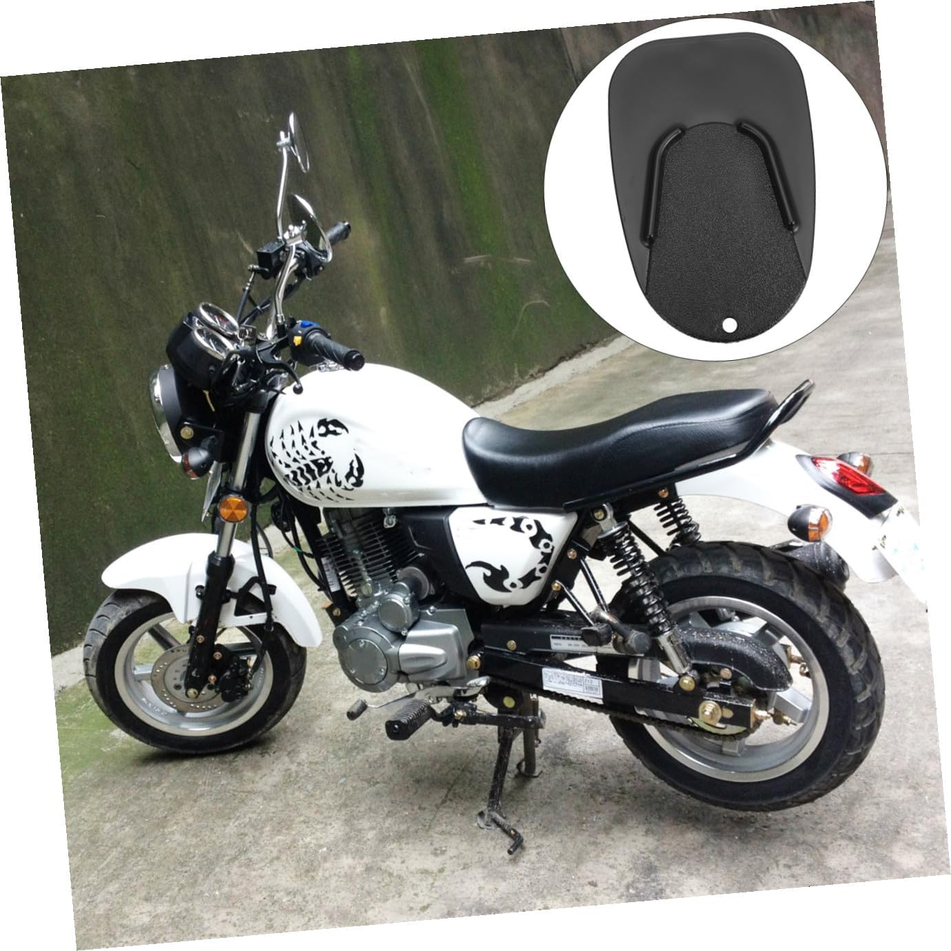 1pc Motorcycle Kickstand Support Pad Non-slip Side Stand Extension Foot Durable Heat Resistant for Off-road Outdoor Parking Compact for Easy Storage