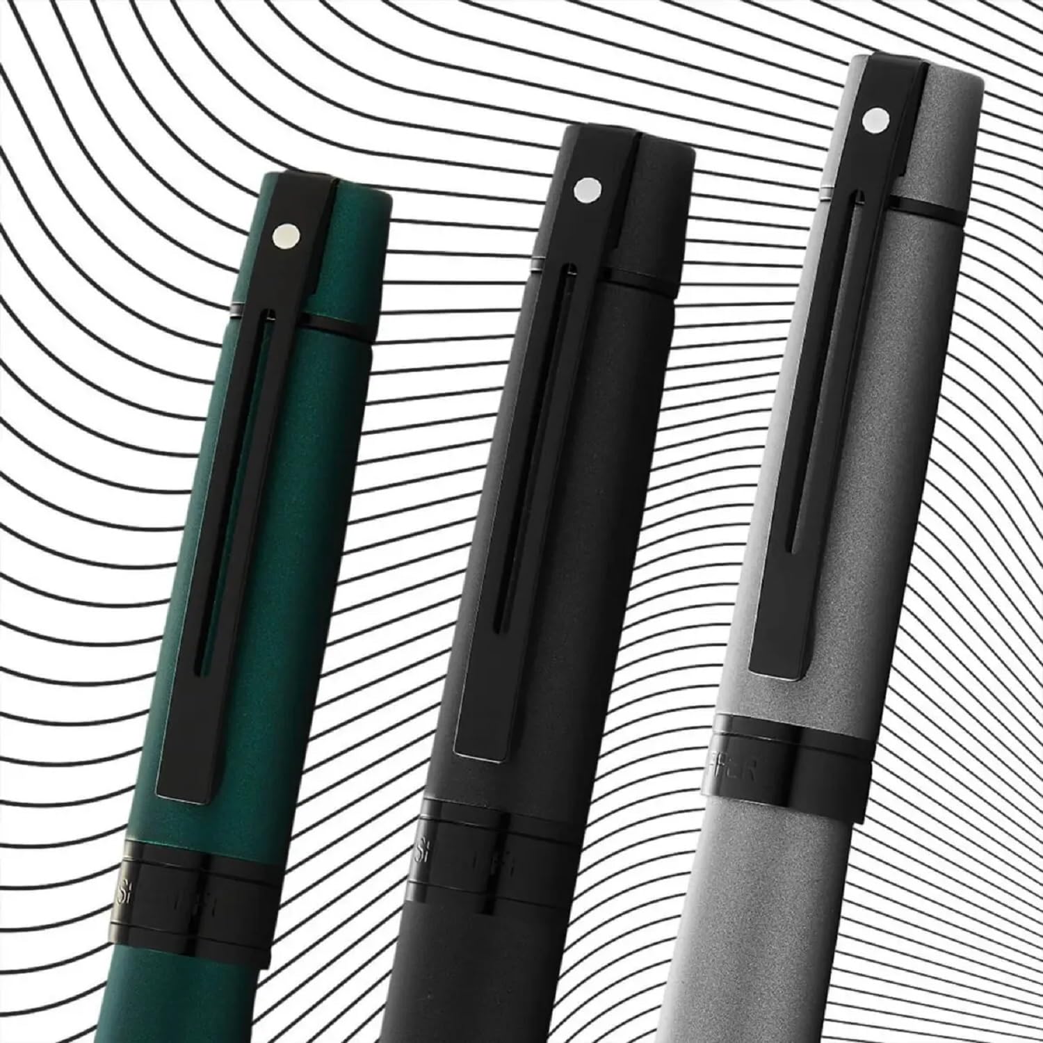 Sheaffer 300 E9343 - Bolígrafo Lacado Mate Con Bordes Negros Pulidos, Negro