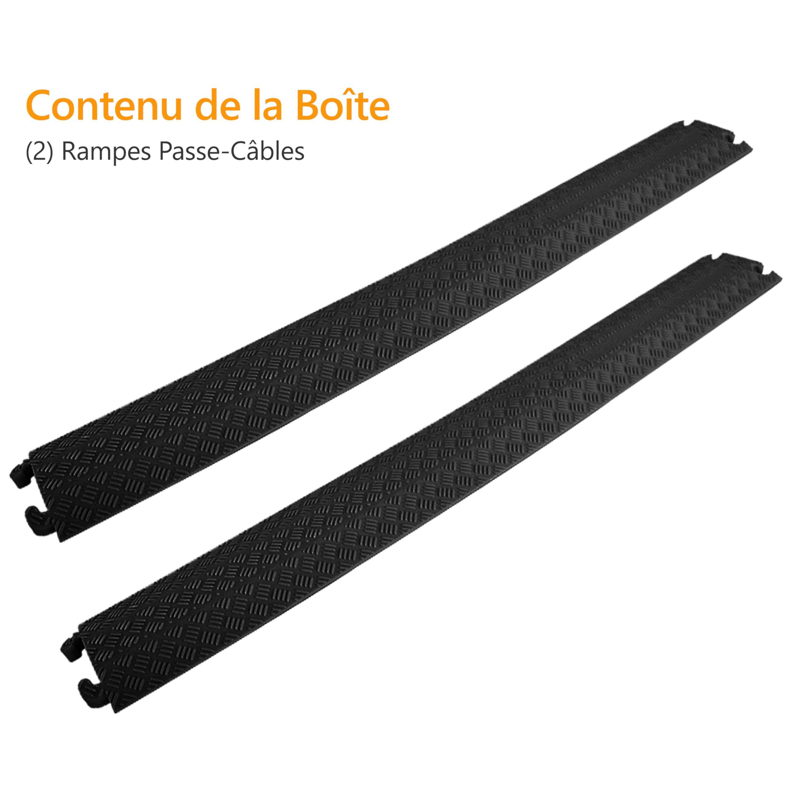 Pyle Rampe de Protection Câbles 80 Pouces Double Caoutchouc 1 Canal Lot de 2 – Usage Intensif pour Sol, Passage Véhicules et Tuyaux