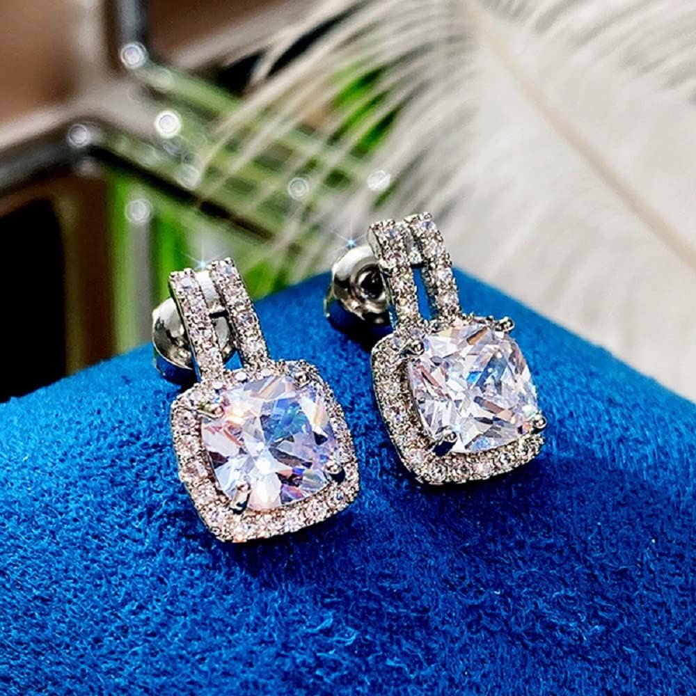KOICCVQQ Charm 925 Sterling Silver Crystal Earrings Studs Fantastic Sweet Princess Dreamer Design Diamonds Deluxe Aristocrat Etiquette Jewlery Handmade Grinding Female Earrings Studs Gift