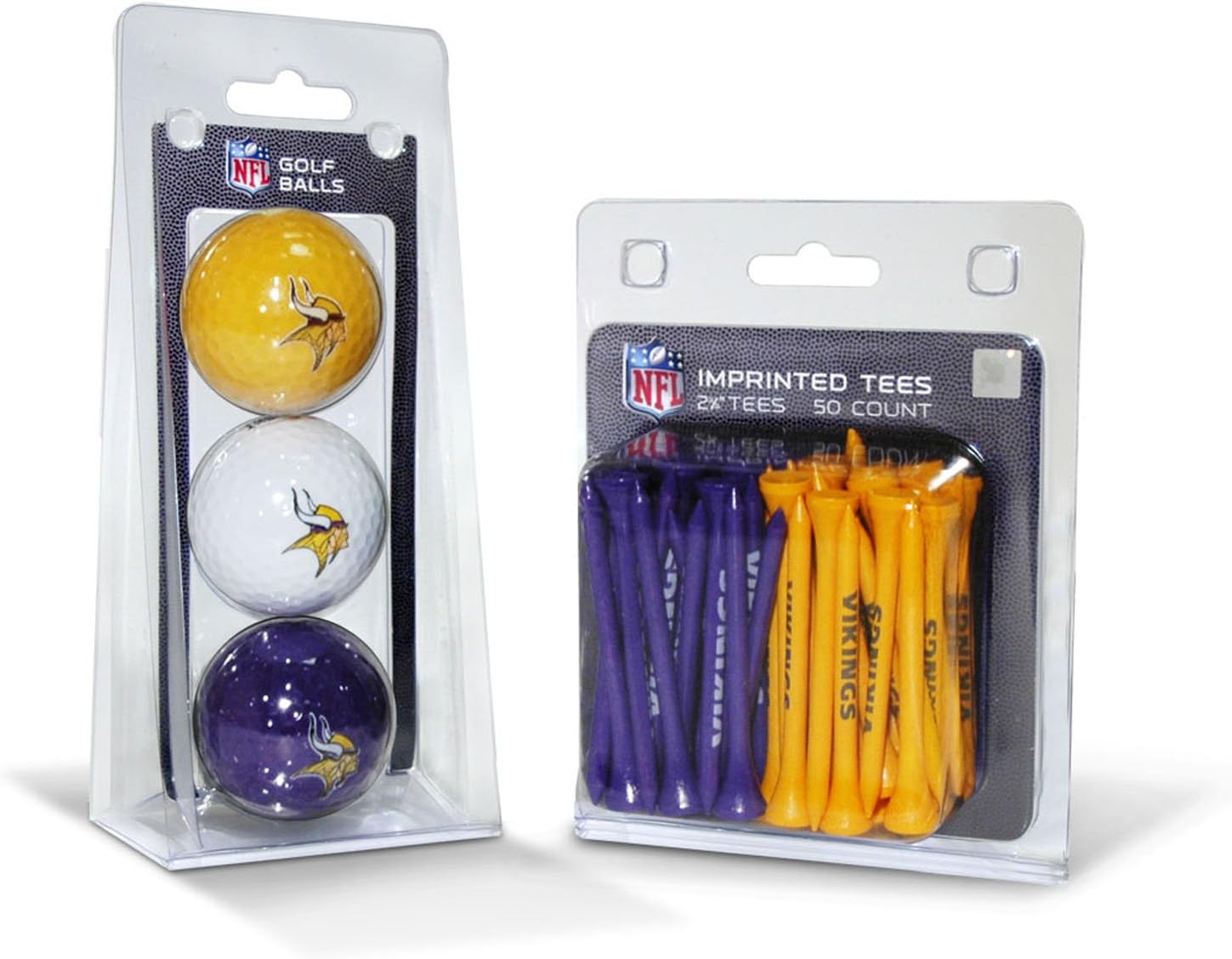Team Golf NFL Minnesota Vikings Logo Imprinted Golf Balls (3 Count) & 2-3/4" Regulation Golf Tees (50 Count), Multi Colored : Everything Else