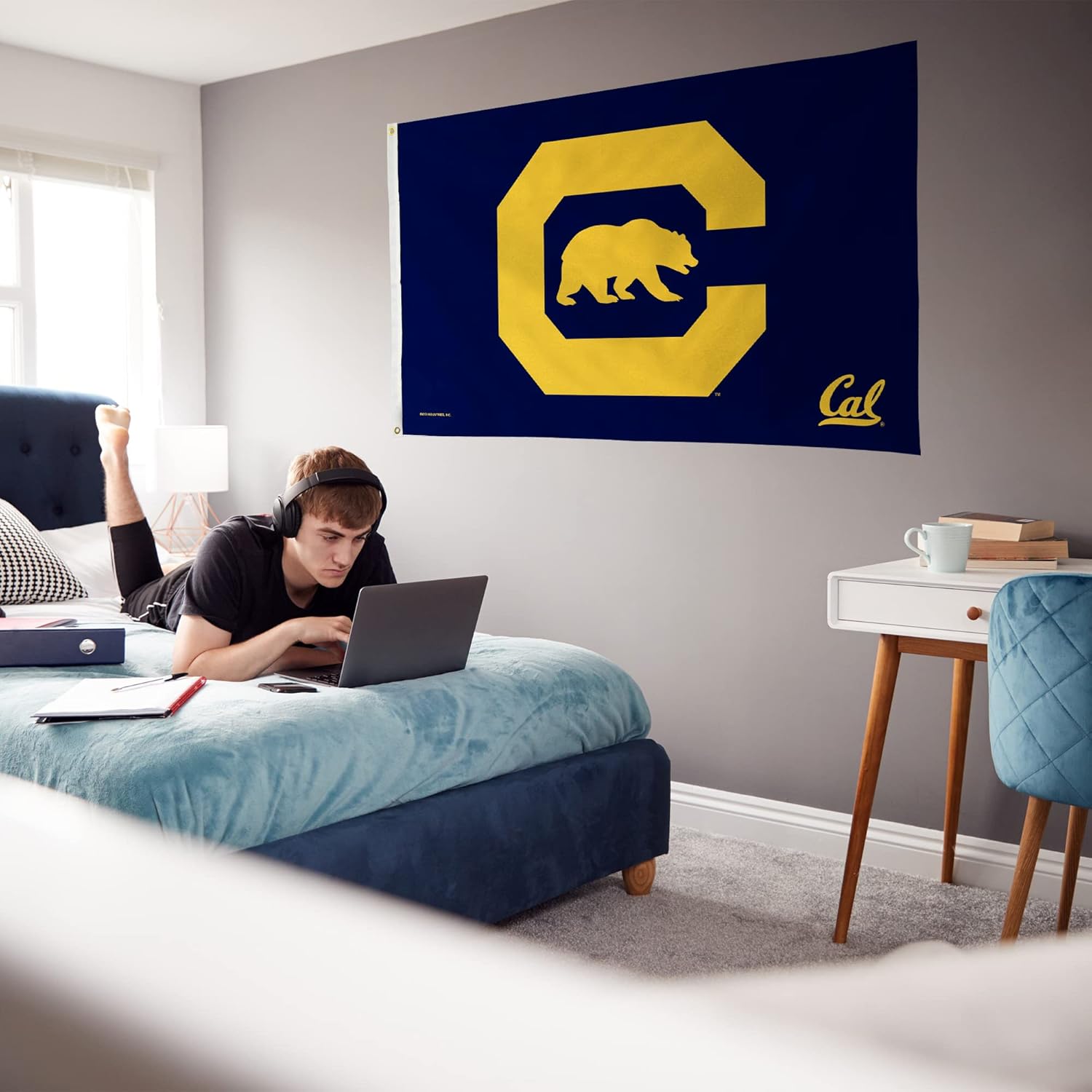 Rico Industries NCAA Cal Berkeley Golden Bears C Logo Blue 3' x 5' Banner Flag Single Sided - Indoor or Outdoor - Home Décor