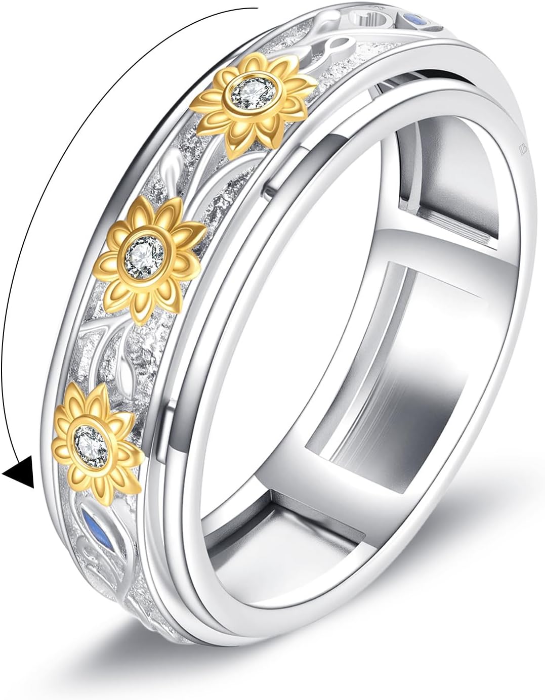 S925 Sterling Silver Moonstone Fidget Rings for Anxiety for Women Tree of Life Rings