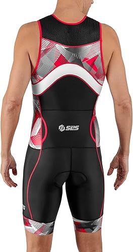 Miniatura 25 de SLS3 Trajes de triatlón para hombre, triatlón de triatlón de primera calidad, sin mangas, de secado rápido, con bolsillo trasero grande Ola gris
