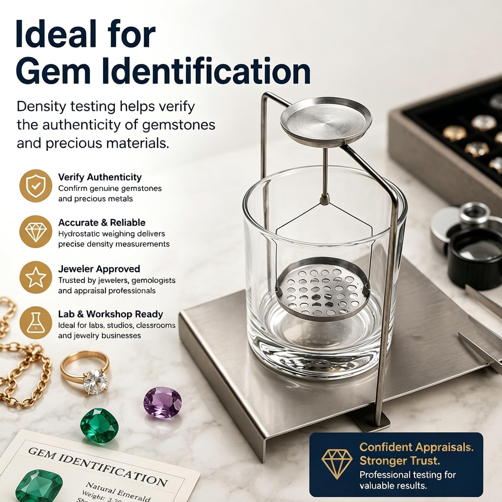 Kit para Determinación De Densidad, con Marco Específico para Balanza De Precisión, para Pruebas De Densidad Y Gravedad Específica De Sólidos, para Todo Tipo De Balanzas En El Laboratorio.