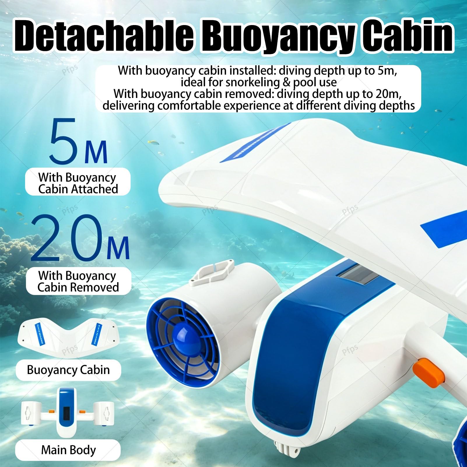 Scooter Submarino, con Pantalla De 2,8 Pulgadas, Soporte para Cámara De Acción, Resistente Al Agua hasta 20M, Autonomía De 60 Minutos para Aventuras De Buceo con Esnórquel