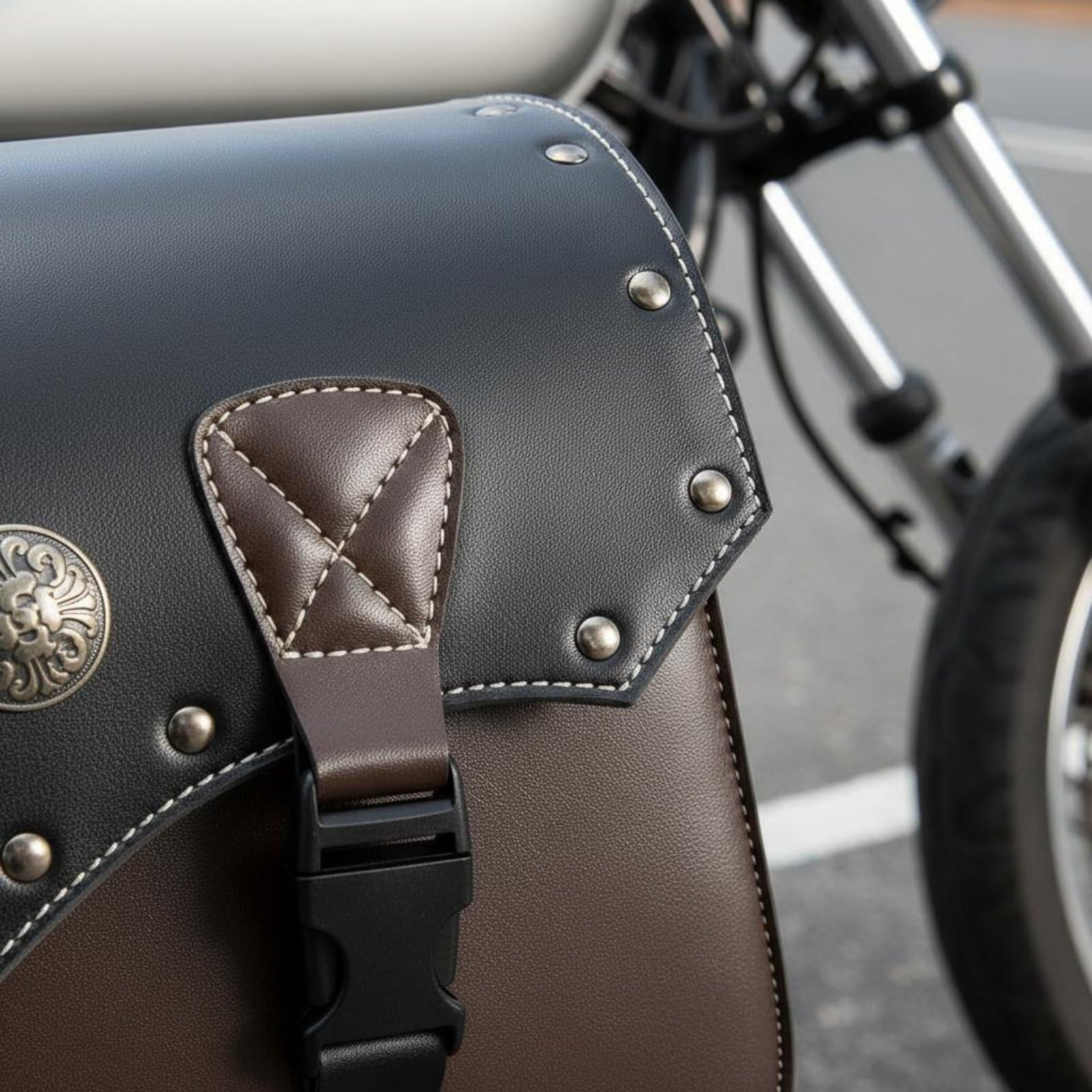 Borsa Portaoggetti Borsa Laterale Sacca Sottosella Bauletto Accessori in Pelle PU con Design Classico E Cintura a Fibbia Adatta per ciclisti Giri Fuori Città Weekend