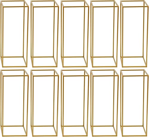 Miniatura 8 de LOYALHEARTDY 10 soportes para flores de boda, soporte de columna de jarrones de metal de 31.5 pulgadas, soporte geométrico dorado para flores