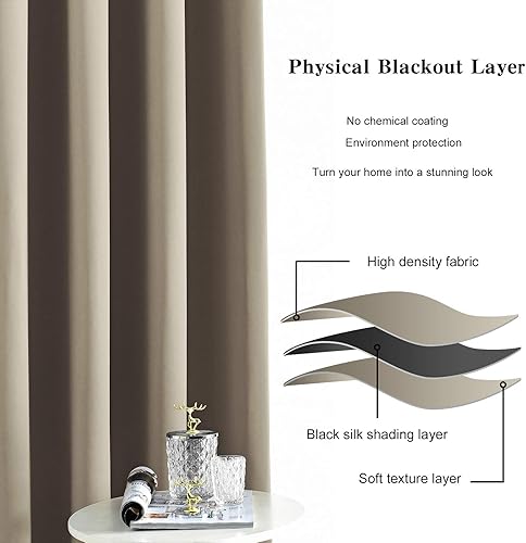 Miniatura 54 de Cortinas Opacas para Dormitorio con Aislamiento Térmico de Ojales Sólidos para Ventana Extra Anchas para Puerta Corredera, Juego de 2 Paneles de