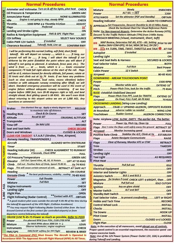 FTS Cessna 172S G1000 Universal Quick Reference Checklists