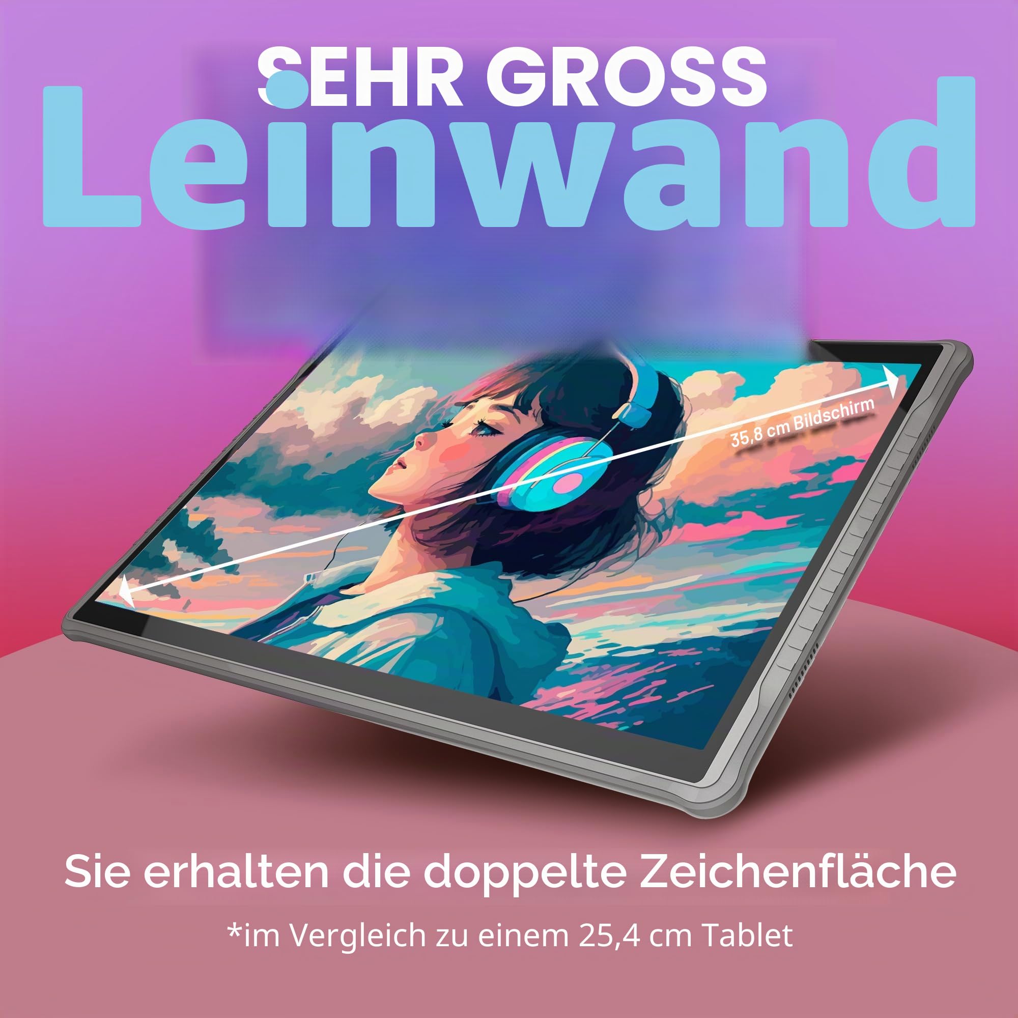 PicassoTab X14 Größtes Eigenständiges Zeichentablett • Kein Computer erforderlich, 14" Display, Stylus, PRO Zeichen Apps & Tutorials Inklusive • Tragbares Grafiktablett für Digitale Künstler •X14