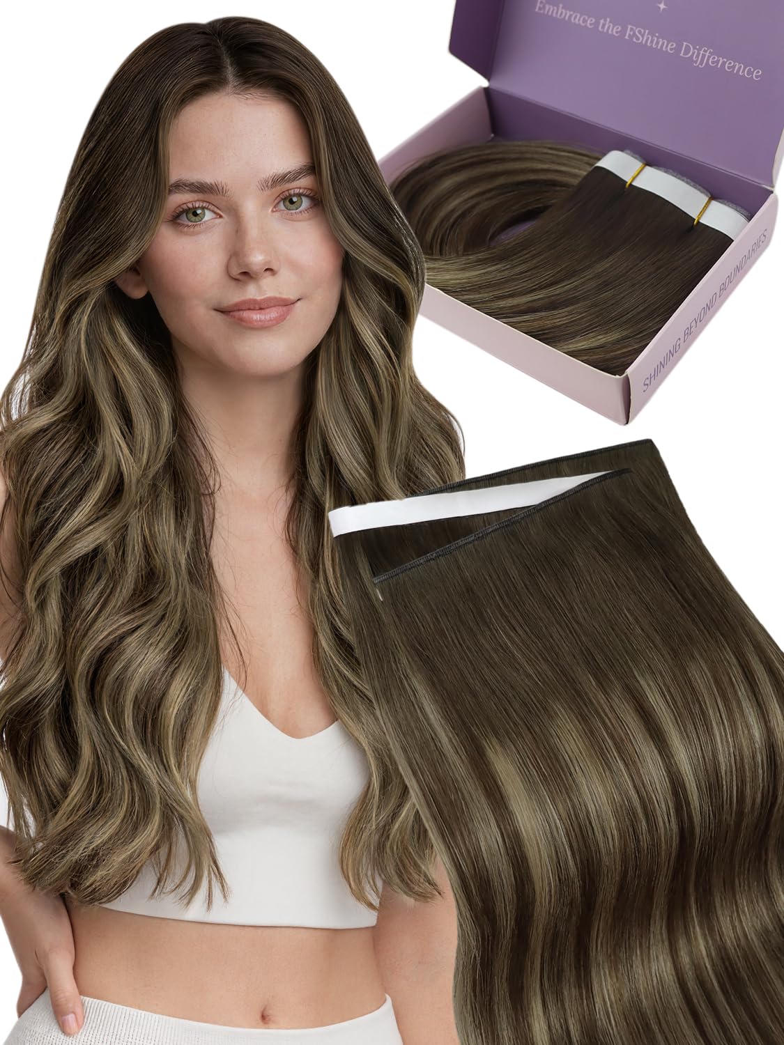 Fshine Extensions Echthaar, Natürliches Volumen, Weich Haarverlängerungen