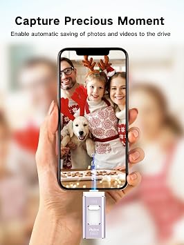 Gulloe 256GB Dual Interface Flash Drive for Phone Storage Photos Videos, Phone USB Backup External Photo Memory Stick - No App Required, Compatible with iPhone, iPad, Android & PC (Light Purple)
