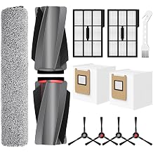 Replacement Parts for Eufy Omni E25 E28 Robot Vacuum Accessories Kits-1 Mop Roller Brushes, 1 Main Roller Brushes, 4 Side Brushes, 2 HEPA Filters, 2 Disposable Dust Bags, 1 Cleaning Tool-11 Pack
