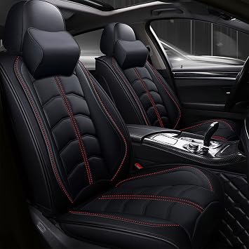 Car Seat Cover for 2 Seats Nissan Titan 2004-2024, Durable Wear Resistant Waterproof Seat Cover, Breathable Premium Leather Vehicle Interior Accessories.Luxury 2 Seats,Black