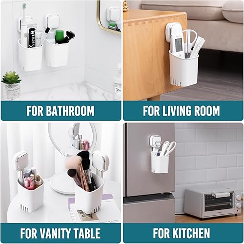 Vista 34 de TAILI Soporte para cepillo de dientes de succión, paquete de 2 unidades, soporte de repuesto para cepillos de dientes de ducha para pared, potente