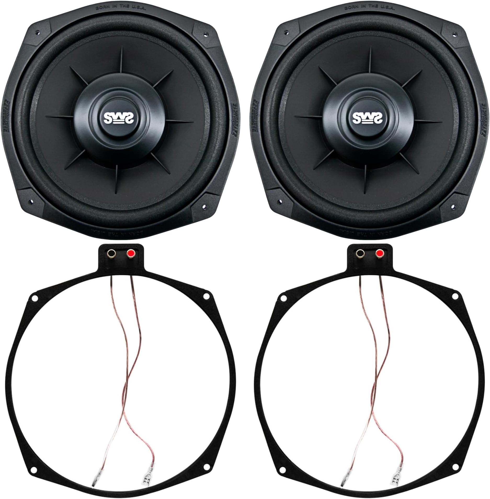 Sound i82SWS 8-inch Shallow Woofer System Under-the-Seat Subwoofers with Gaskets, 2-Ohm (Pair)