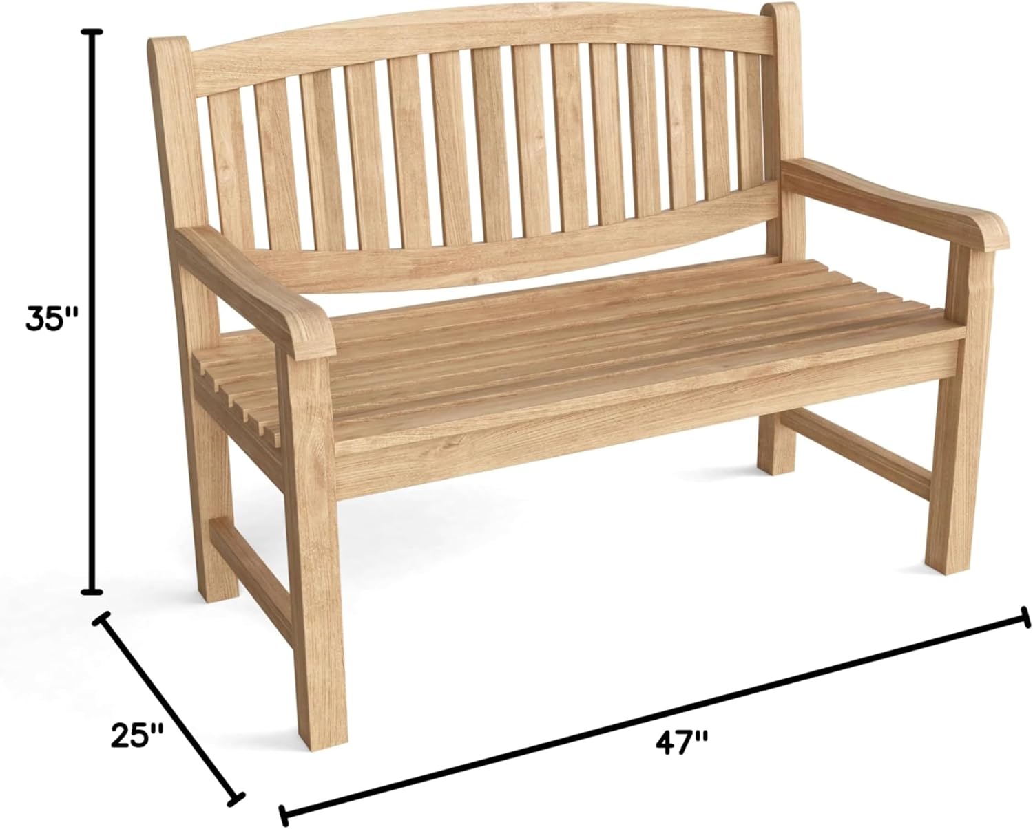 Anderson Teak BH-004O Kingston 2-Seater Outdoor Bench, Honey Golden Teak