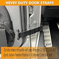 Vista 7 de Correa de puerta para Jeep Wrangler, correas de control de puerta para Jeep TJ JK JKU JL JLU, correa de límite de puerta ajustable resistente