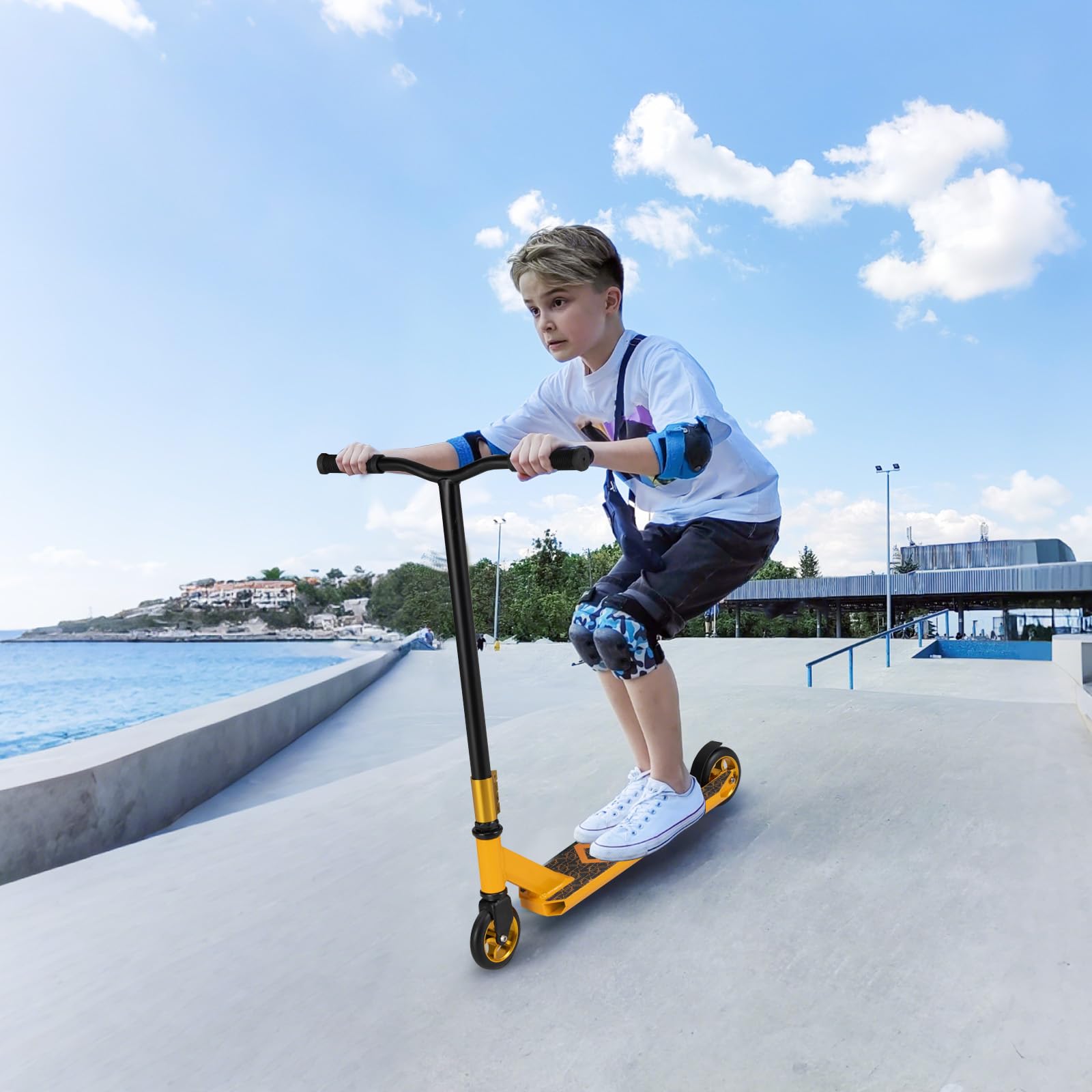 COSTWAY Patinete Freestyle Niños 10+, Scooter de Acrobacias con 2 Ruedas de 110mm, Patinete para Principiantes y Adolescentes, Carga 100kg