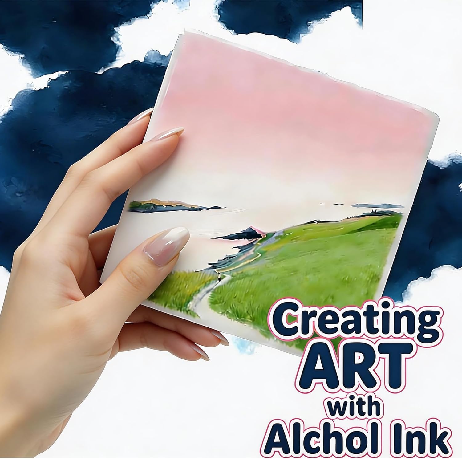 QISHENG - 24 Pcs Ceramic Tiles for Crafts(Square, Round & Hexagon), White Unglazed Coaster with Cork Backing Pad, for Christmas/Birthday DIY Gift，Alcohol Ink Painting,Acrylic Pouring Art, Decoupage.