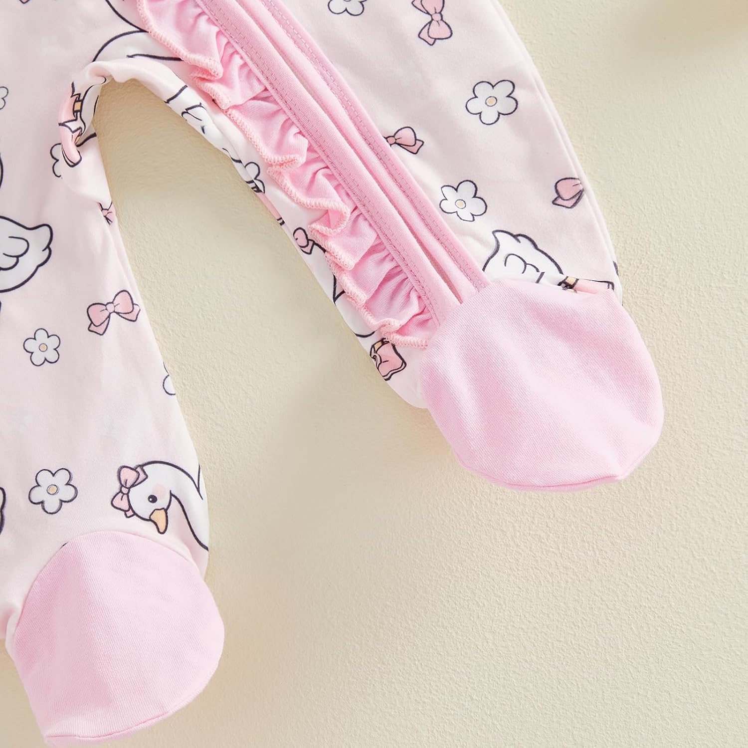 Newborn Baby Girl Boy Fall Clothes Goose Print Long Sleeve Sweatshirt Romper Jumpsuit Infant Farm Animals Outfit