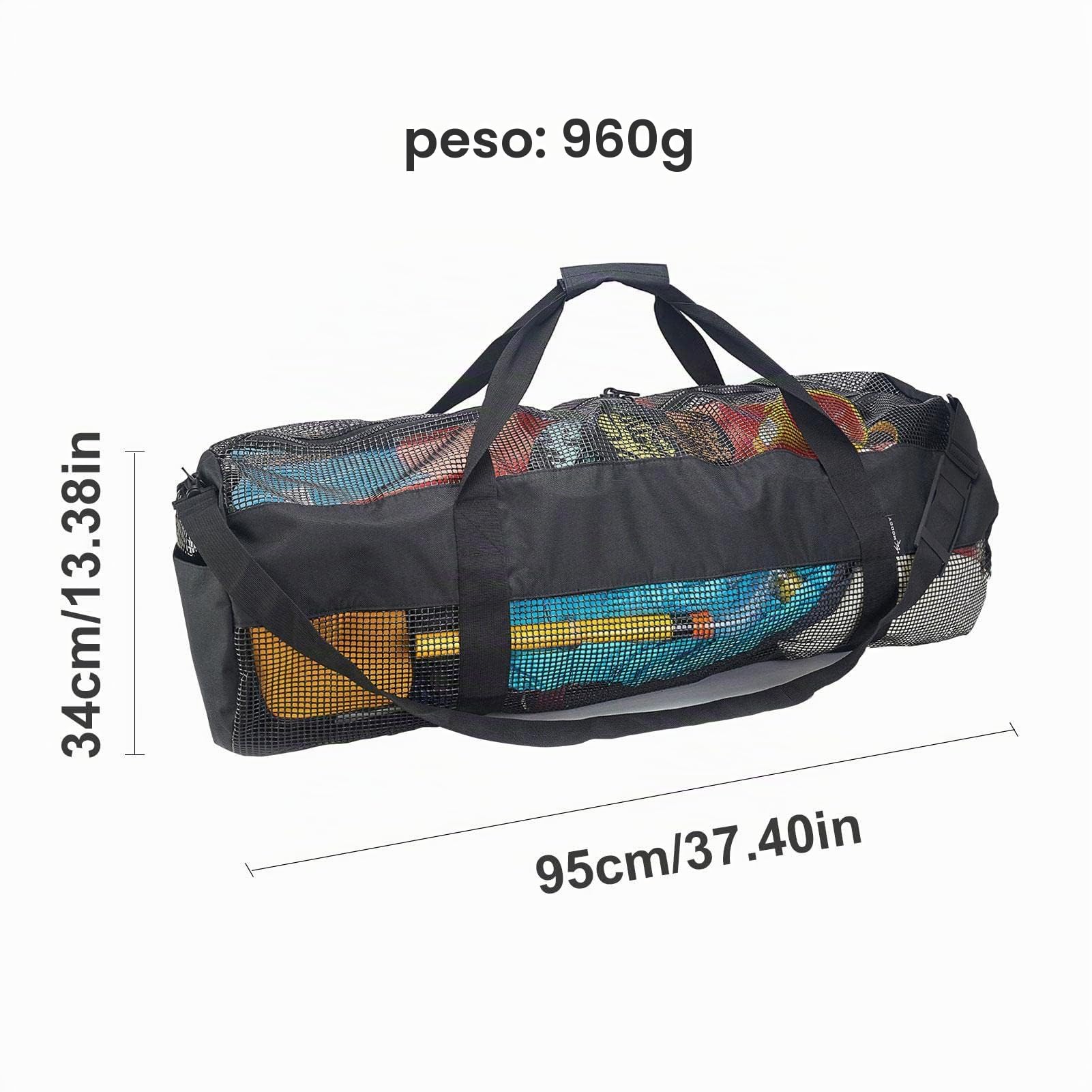 Borsa da Sub - Borsone Sportivo in Rete con Cerniera,Borsone da Viaggio in Rete Pieghevole di Grande capacità con Cerniera per Attrezzatura e Attrezzatura per Immersioni subacquee