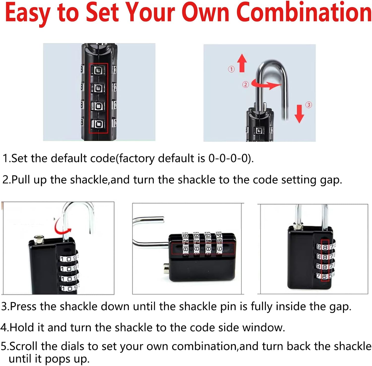 2 Pack Combination Padlock, 4 Digit Resettable Outdoor Waterproof Padlock with Keys, Combo Lock for School, Sports or Gym Locker, Employee Locker, Fence, Gate, Case, Toolbox, Hasp Storage (Black 2)