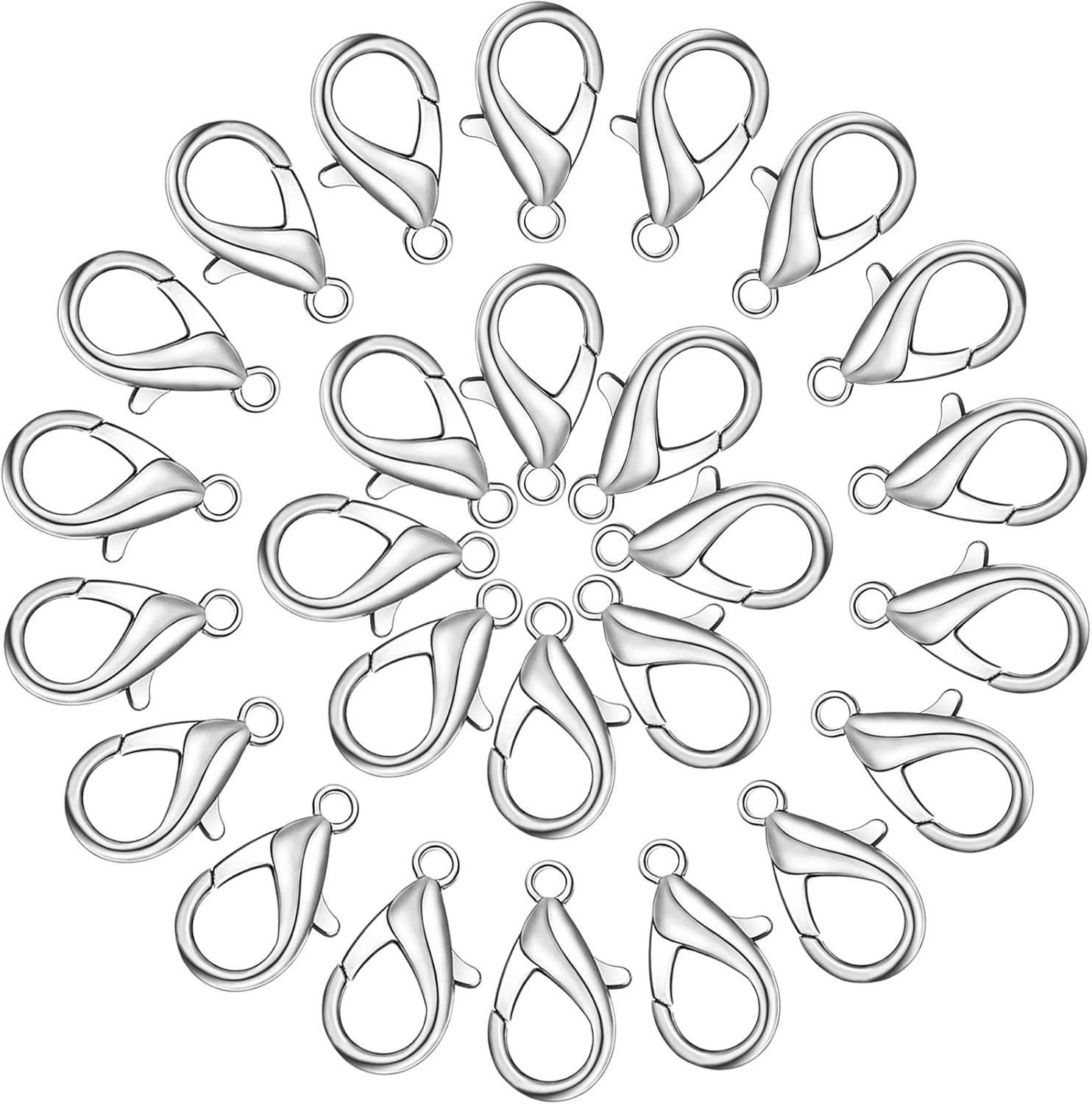 Syhood 100 Pcs Lobster Claw Clasp 0.91x0.47 Inch Large Lobster Claw Clasp Necklace Bracelet Fastener Hook DIY Jewelry Finding(2.3 x 1.3 Cm/ 0.91 x 0.47 Inch,Silver) - Image 5