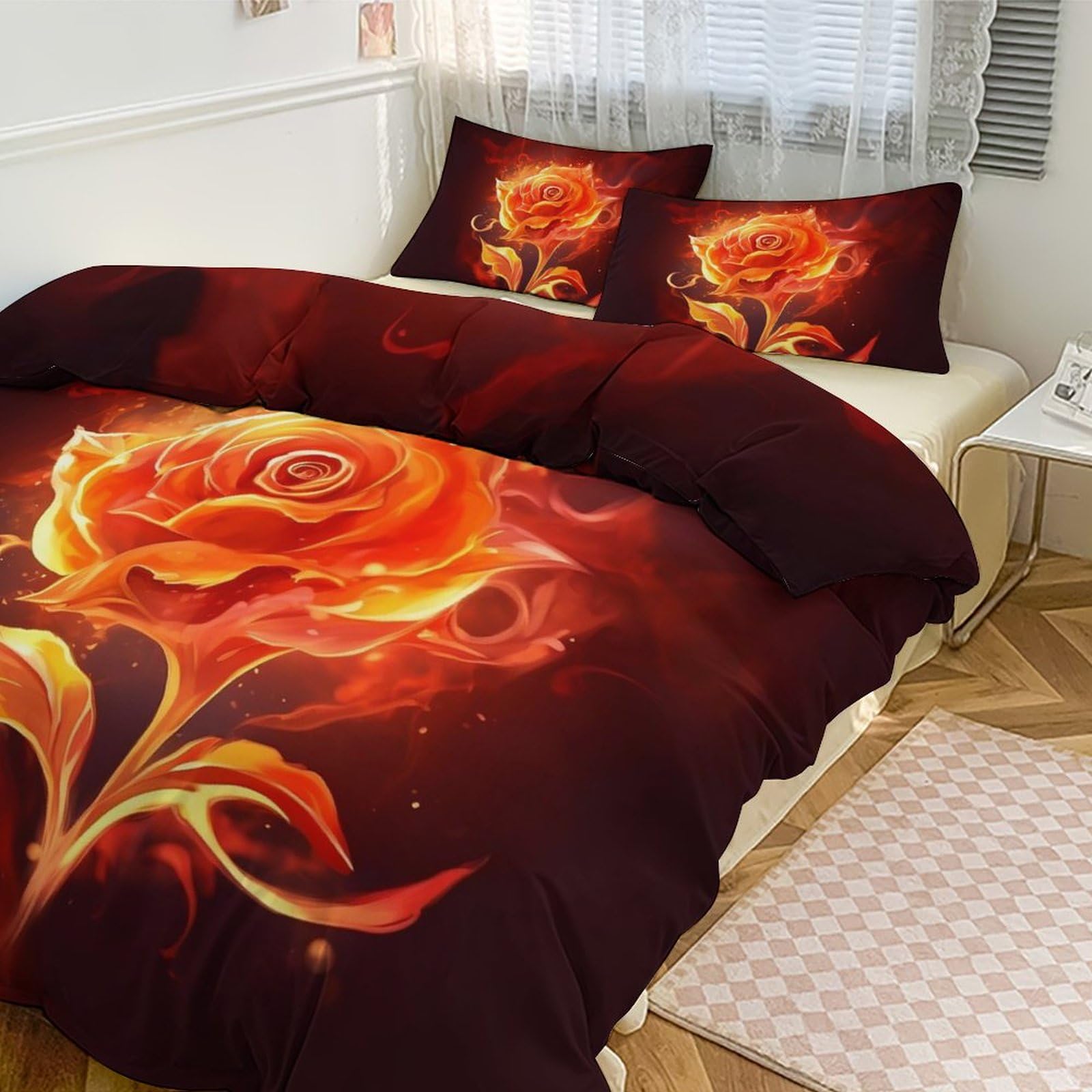 Parure de lit double 228,6 x 228,6 cm avec taies d'oreiller, linge de lit doux réversible