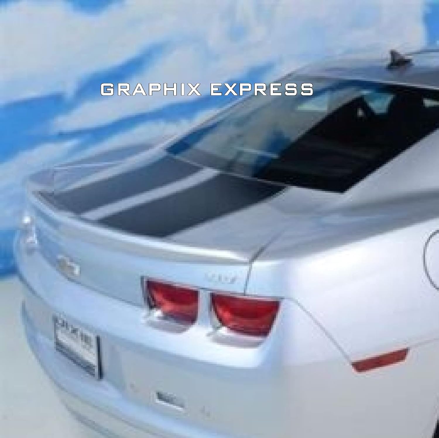 GRAPHIX EXPRESS Camaro Rally Racing Stripes Matte Black Vinyl Sticker, Hood, Trunk, and Spoiler Stripes Graphics Kit, DIY Vinyl Decal Wrap Front and Rear Compatible with Chevrolet Camaro 2010-2015
