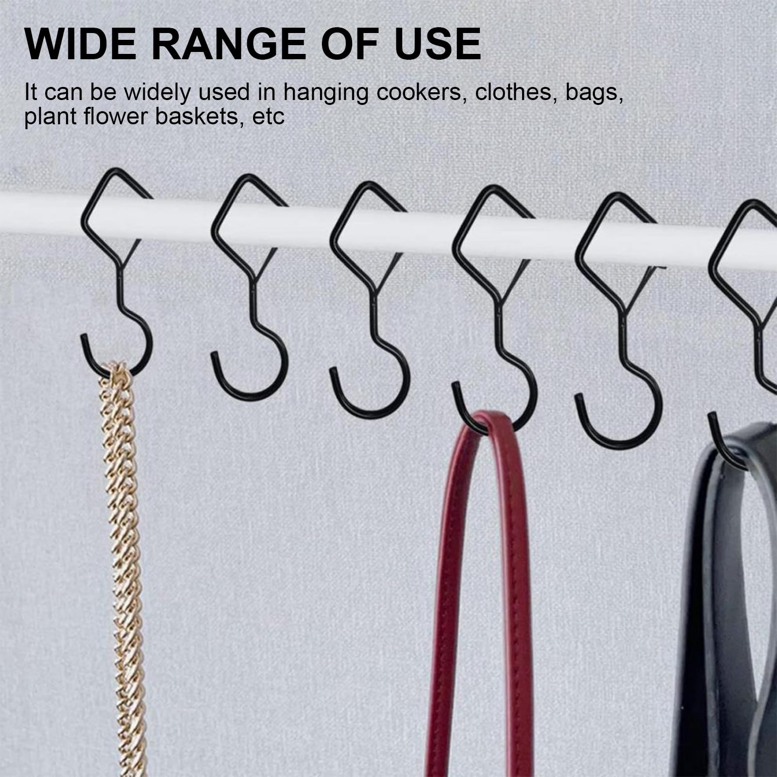 ShiningUU S Hooks 10Pack Black Metal Hooks with Safety Lock - Image 3