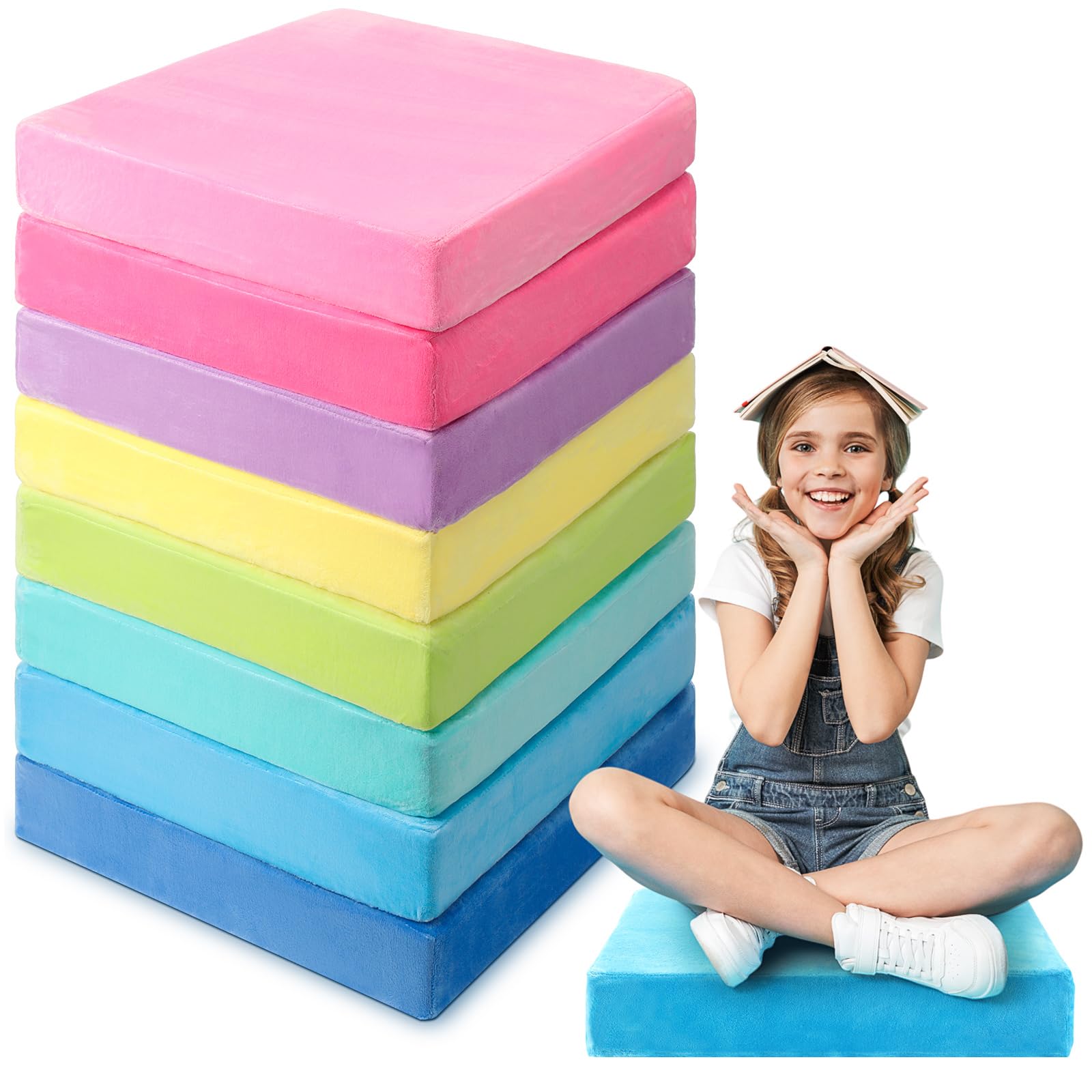 Photo 1 of GlikCeil 8 Pcs Square Floor Cushions 15'' Candy