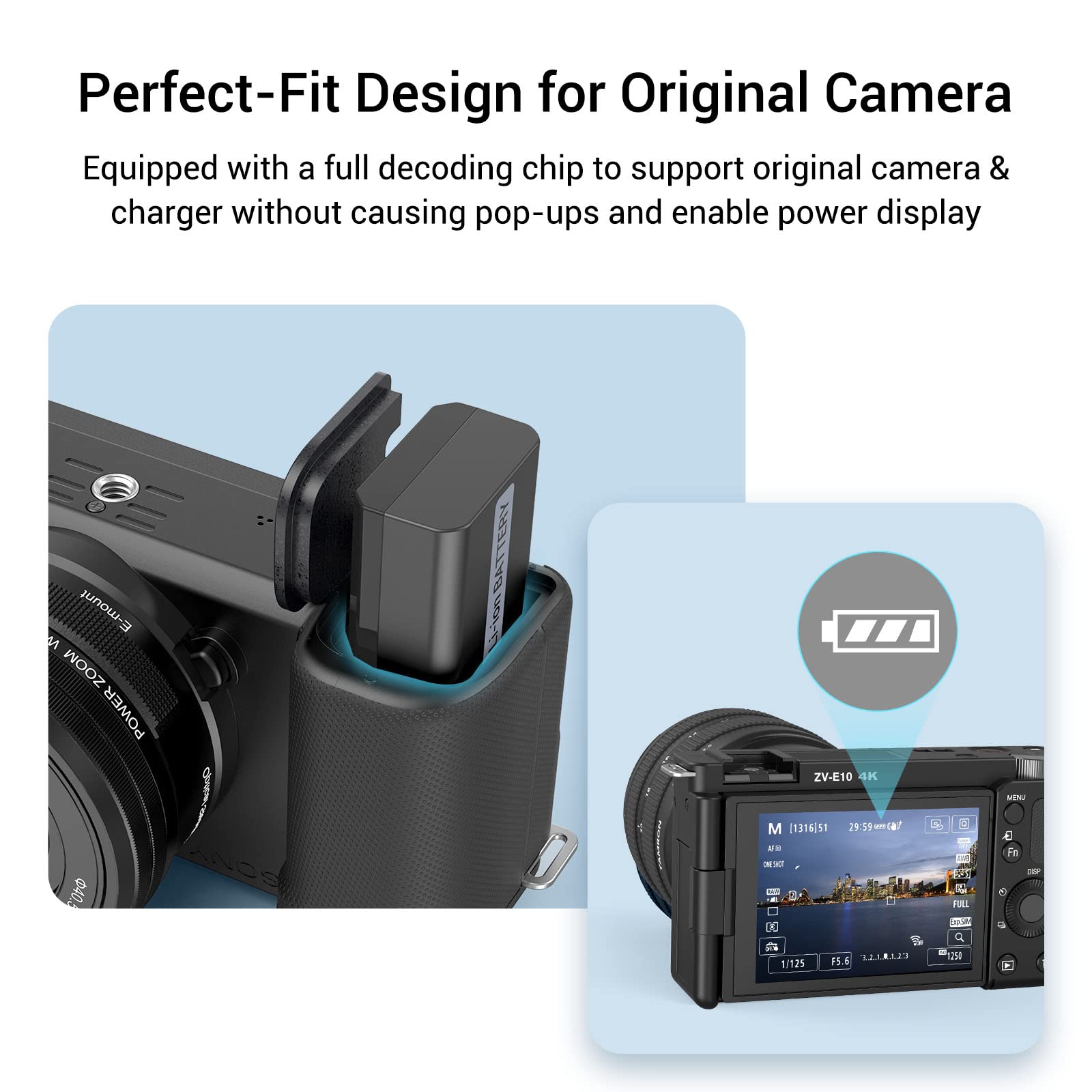 SMALLRIG Batteries de Rechange pour Appareil Photo et Chargeur d'Ecran LCD (Lot de 2), Compatible avec NP-FW50 pour Sony A6000, A6500, A6300, A6400, A7, A7 II, A7R II, A7S II, A7S, A7R - 3818