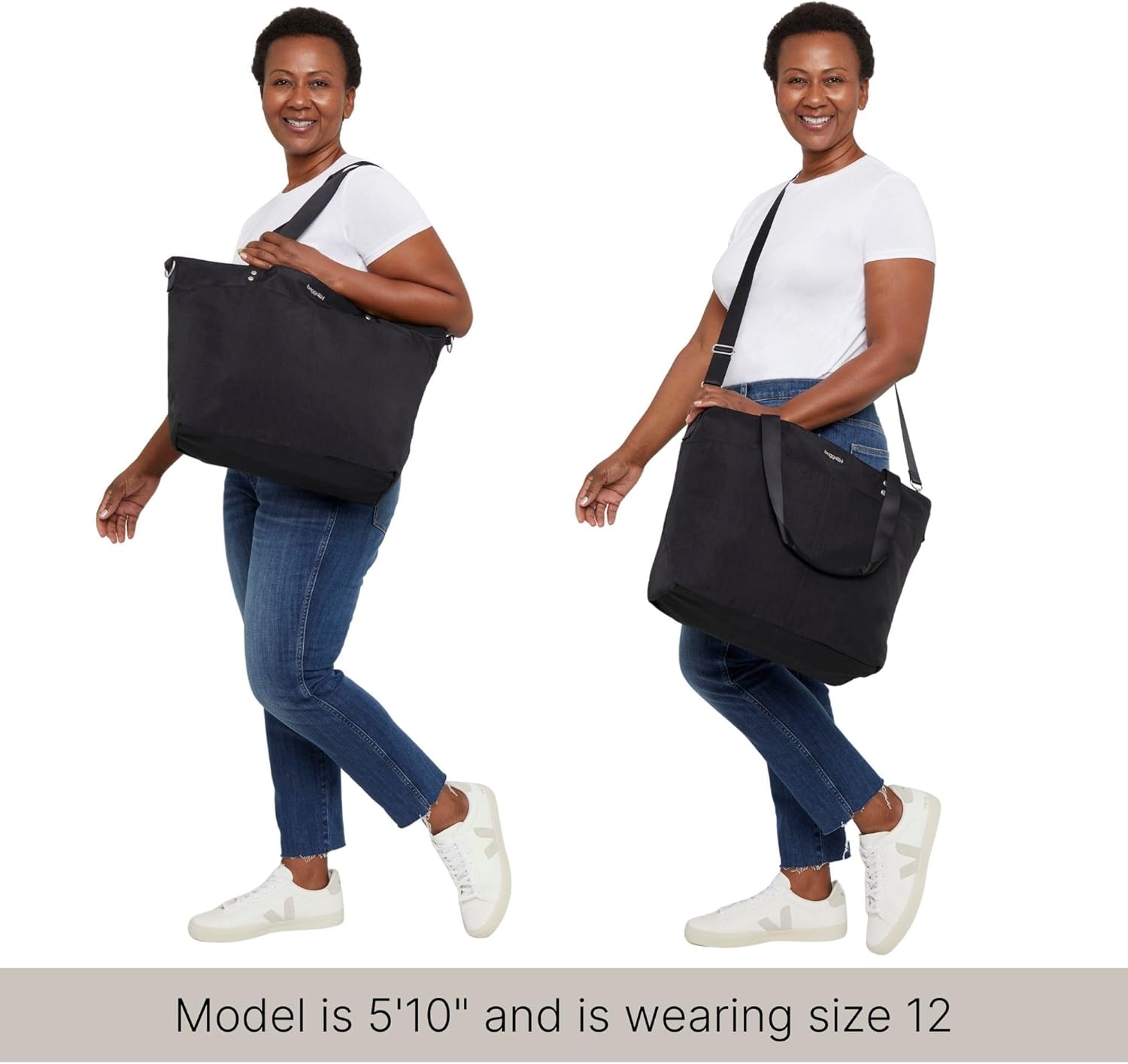 Baggallini Large Carryall Tote - Lightweight Nylon Zipper Top Weekender Travel Beach Bag w/Luggage Sleeve - Image 5