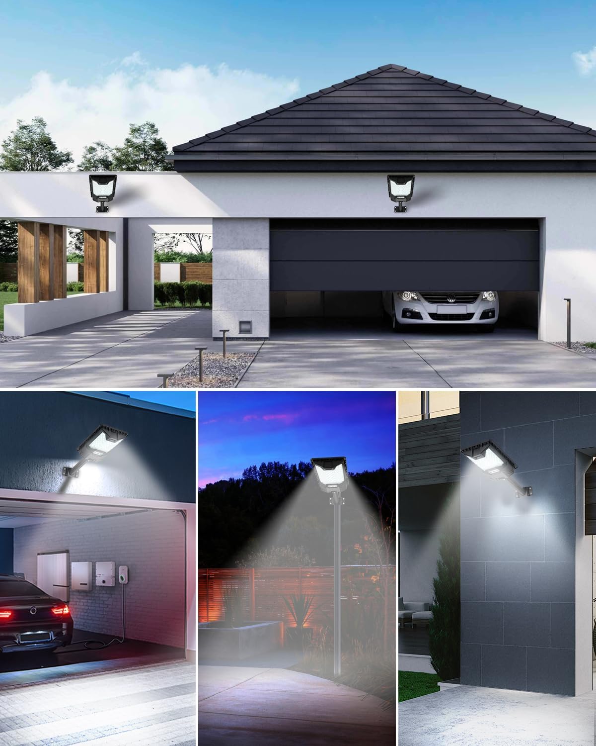 Solar Street Light Outdoor, 20000LM 6500K 3.2V Waterproof Motion Sensor LED Solar Powered Flood Light with Remote Control,Dusk to Dawn Commercial Area Lighting for Outside Parking Lot, 2-Pack