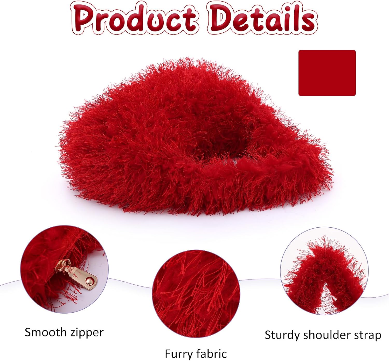 Fecialy Fluffy Purses for Women Cute Fuzzy Tote Handbag Plush Y2K Hobo Shoulder Bag Faux Fur Clutch Bag
