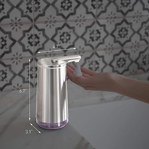 Miniatura 9 de simplehuman Bomba de sensor de espuma sin contacto de 10 onzas, cartucho recargable de naranja mandarina, dispensador de jabón de acero inoxidable