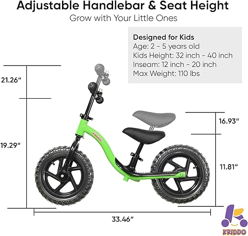 Vista 35 de KRIDDO Bicicleta de equilibrio para niños de 2 años, de 24 meses a 5 años de edad, bicicleta interactiva de aprendizaje temprano con equilibrio